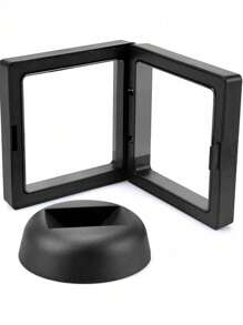1pc 3D Floating Coin Display Stand With Holder Bracket, Suitable For Displaying Medals, Coins, Stamps, Medals, Jewelry, Necklaces, Earrings, Rings, Bracelets, Specimens, Antiques, Gems [Comes With Base]