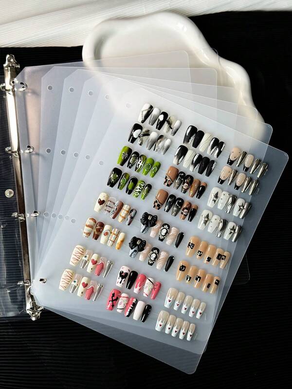 Adjustable & Visible Manicure Sample Display Book, Nail Polish Organizer Holds 6 Pages (Nail Samples Not Included)