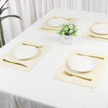 Placemat Set Of 6 Silicone Placemats For Kitchen Dining Table Decor, Washable Table Placemats Wipeable Table Mat - Beige - View 7