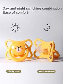 2pcs Baby Animal Pattern Silicone Pacifier, Round & Flat Head, Suitable For 0-1 Year Old Babies, Daytime & Nighttime Use - Multicolor - View 8