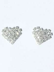 Sexy Glitter Heart Shape Rhinestone Pasties, Jewelry Accessory For Women's Bikini, Nightclub Party