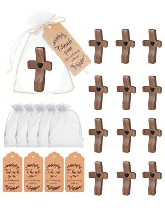 18pcs/Set Wooden Cross Graduation Decoration, Exquisite Prayer Comfort Holding Wooden Cross, Party Favors,Birthday Gifts,Suitable For Home And Office Decoration,Perfect For Creative Decoration Of Party Gifts. Birthday Graduation Home Decor Christmas Decorations Room Decor Christmas Winter Christmas Decorations Home Christmas Gifts Christmas Decor