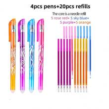 48pcs/Set Erasable Gel Pens With 8 Colors, Refillable, With Pocket Clip, Suitable For School And Office Supplies, Perfect Back To School Gift