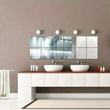 4/8pcs, 15/20/25/30cm Acrylic 3D Square Mirror Wall Sticker Decor, 1mm Thick, Suitable For Bedroom, Living Room, Office, Kitchen, Bathroom, Garage Entrance, Dance Studio, Gym, Yoga, Shatterproof, Removable Self-Adhesive Acrylic Mirror, Wall-Mounted Vanity Mirror, Full-Length Mirror, Polished Surface, No Frame Required Stickers Personalised Stickers