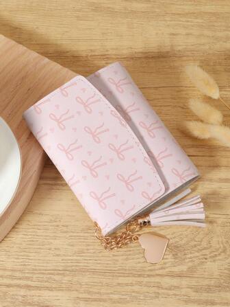 粉色蝴蝶结爱心图案折叠小钱包口袋钱包小钱包双折超薄女士钱包轻便便携信用卡钥匙包短款钱包可爱现代时尚生日礼物圣诞周年纪念女士女孩女士、商务、周年纪念、圣诞节、情人节、生日礼物、礼物、爱人、女士、女士、学校用品包、宿舍和返校