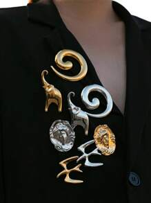 Broche géométrique en acier inoxydable pour femmes, accessoire mode, cadeau de mode