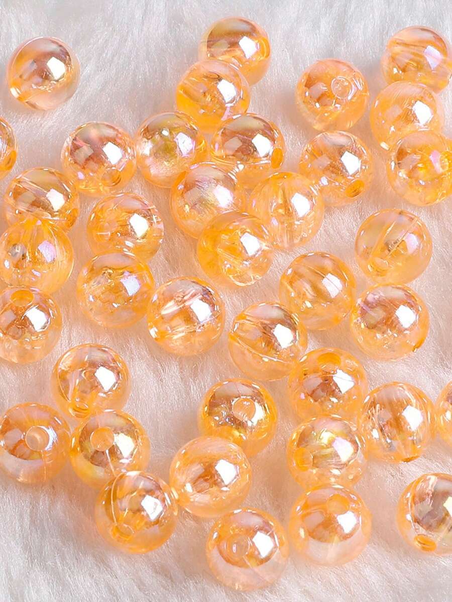 100 颗 6/8/10 毫米透明橙色圆形亚克力散珠隔珠适用于珠宝制作 DIY 手链项链配件 - 橘黃色ORR - 查看 1