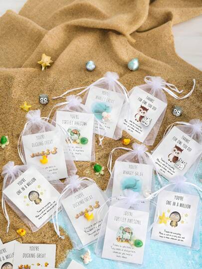 15pcs Inspirational Animal Themed Appreciation Gifts, Animal Themed Appreciation Gifts With Note Cards, Assorted Resin Figurines, Pocket-Sized Favors For Coworkers, Birthday, Get Well, Good Luck - Ducks, Stars, Turtles, Owls,Halloween, Christmas, Thanksgiving, Harvest Festival, Autumn Decorations, Gifts