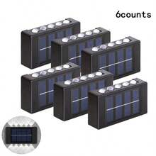 1/2/4/6pcs Solar Powered 10 LED Up Down Wall Light, Suitable For Outdoor Courtyard Garden Corridor Wall Decor Lighting