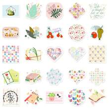 50 piezas de Pegatinas decorativas con estampado floral y vegetal, pegatinas impermeables de PP coloridas adecuadas para botellas de agua, patinetas, portátiles, diarios DIY, equipaje, recompensas en el aula, actividades padres-hijos