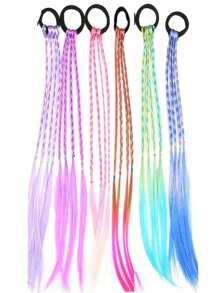 Set de 6 coleteros de pelo con efecto ombré de varios tamaños, versátiles y casuales, aptos para uso diario