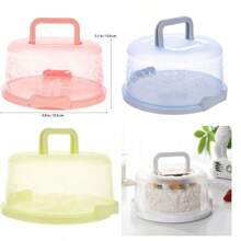 1 pieza Caja de almacenamiento para pastel de 8 pulgadas con tapa y asa, caja de pastel portátil de PP, adecuada para picnic al aire libre, camping, interior/exterior del hogar, oficina, escuela, vacaciones, fiesta de cumpleaños, boda, horneado, color y estilo aleatorios