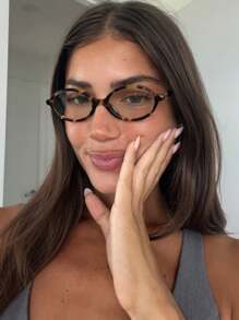 1 pièce Lunettes de femme à cadre ovale petit et elliptique, forme concave. Accessoires d'été pour l'étude, accessoires pour lunettes pour femmes