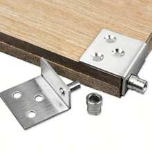 Charnière à angle CT cachée, charnières de porte d'armoire pivotantes haut et bas, charnières de porte en bois, code d'angle en fer de coin de porte d'armoire sans perçage, convient pour les cuisines et les salles de bains, facile à installer.