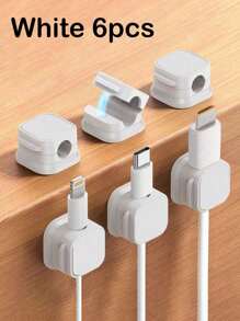 12/6pcs Desktop Wall Mounted Storage Hook, Magnetic Desktop Cable Clamp Management, Hidden Phone Charging Cable Clamp, For Nightstand, Kitchen Appliances, Office Storage Supplies, Back To School