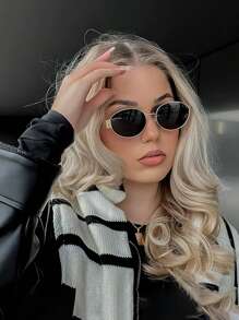 1 Pair Women's Metal Oval Small Frame Vintage Elegant Fashion Fashion Glasses, Suitable For Summer, Street Photography, Driving, Beach Travel