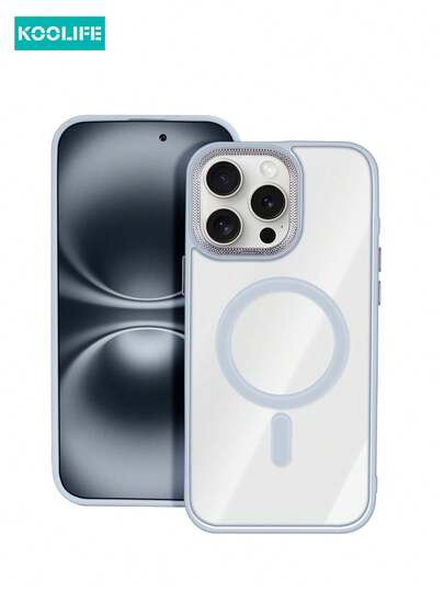 1 件 Koolife 亲肤电镀透明磁性保护壳，水钻纹理超薄，柔软触感，防滑，防摔，独立按键，PC+TPU 兼容 12/12 Pro/12 Pro Max/13/13 Pro/13 Pro Max/14/14 Plus/14 Pro/14 Pro Max/15/15 Pro/15 Plus/15 Pro Max/16 Pro/16 Plus/16e/16 Pro Max 防水防震防刮