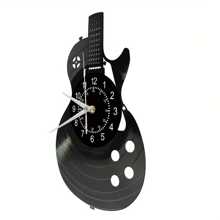 Vintage Rock Guitar Vinyl Record Wall Clock, Retro Music Black Clock, Bedroom Home Decor, Ideal Gift For Guitar Masters And Players