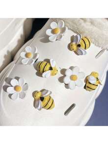 8 Three-Dimensional Bee Flower Resin Charm, Clown Sandals Decoration Shoe Accessories DIY Customization - Colorful And Fashionable Personalized Shoe Accessories