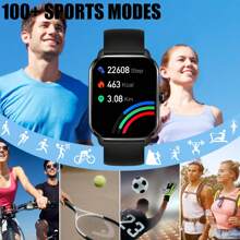 EIGIIS 1 Stück Unisex Smartwatch (Anrufe tätigen/annehmen), 1,9" HD voll berührungsempfindlicher quadratischer Bildschirm, robuste Sportuhr, kompatibel mit Android, 230 mAh wasserdichter Fitness-Tracker mit Schlafüberwachung und Schrittzähler