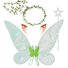 1件成人仙女翅膀，蝴蝶翅膀，天使翅膀，女士仙女服装装扮派对礼物，仙女翅膀4件套 - 彩色 - 查看 3