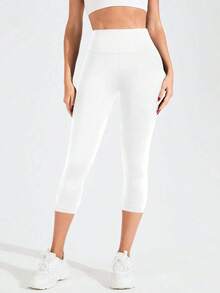 4 件套高腰收腹弹力 3/4 瑜伽紧身裤，夏季适用 - 彩色 - 查看 6