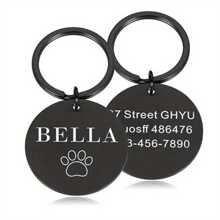 1pc Customizable Laser Engraved Personalized Text Metal Pet ID Tag, Metal Pet Cat/Dog Tag For Anti-Loss