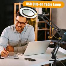 1 pieza Lupa Iluminada 10X, con lámpara y soporte, 3 modos de color regulables, brazo flexible, lupa lupa ajustable 360°, en negro y blanco - Multicolor - Ver 6