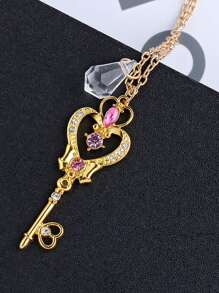 1 pieza Collar de Sailor Moon con diseño de anime y dibujos animados, collar exquisito de moda, cadena para clavícula con estilo kawaii, transformación de tarjeta Sakura, collar de niña con corazón ins.