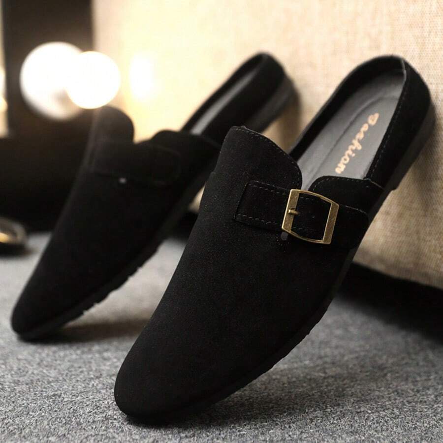 1 Paar Herren Halbzehenloafer, britischer Retro-Stil lässige Slip-On Schuhe, leichte weiche Leder Outdoor Mokassins