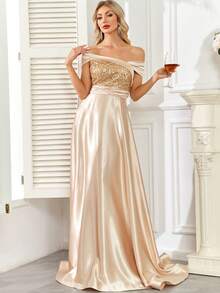 hezixi Elegant Sexy Detailed Sequin Backless Halter Tank Top, Suitable For Wedding, Birthday Party, Formal Dinner, Music Festival, Wedding Guest, Bachelorette Party, Stage/Concert, Summer/Fall - Champagne - View 7