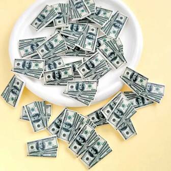 5/10/15Pcs Premium Quality Synthetic Resin American Dollar Bill& Golden Coin Charms For DIY Crafts, Resin GraffitiAccents, Pin Making Supplies, Jewelry Making Accessories