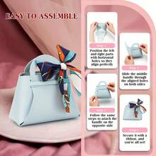5 Pieces/10 Pieces/Bow Tie And Ribbon Packaging, Party Decoration, Mini Handbag, Leather Gift Bag, Suitable For Bridal Showers And Holiday Party Event Gift Packaging Bags ,Christmas - Light Blue - View 5