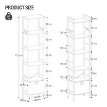 HEXCELEN Bookshelf, 6-Tier Vertical Bookcase With 1 Drawer, Open Shelf, Industrial Style, Metal Frame, Suitable For Study, Living Room, Bedroom, Kitchen, Brown - Rust Brown - View 6