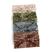 4 Packungen Vintage Paisley Muster Stirnbänder, bunte Bandana Sport Schweißbänder, Yoga Haarzubehör, Boho Stil, Polyestermaterial elegante Haarbänder