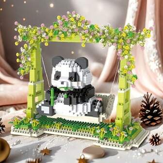 1.008 piezas Juego de bloques de construcción del columpio de panda, material ABS, con diseño de animales y plantas, inspirado en películas, ideal para oficina, sala de estar, Navidad, Halloween, Año Nuevo, regalos de cumpleaños