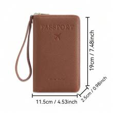 Cartera portapassaporte con bloqueo RFID, cierre con cremallera, correa de muñeca, organizador multifuncional de documentos de viaje, protección de viaje conveniente, elegante estuche para pasaporte | Textura, estuche para pasaporte, accesorios de viaje, artículos esenciales de viaje, bolsa de viaje de vacaciones - Multicolor - Ver 3