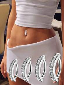 1PC 925 Sterling Silver Clicker Belly Button Ring For Women Cute CZ Small Hoop Simple Reverse Navel Piercing Jewelry