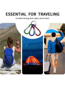 5/10/30/50个装散装弹簧登山扣钥匙扣，铝制D形环扣，适用于背包、旅行、露营、徒步 - 彩色 - 查看 6