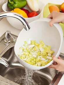 1 Pack Rice Washing Machine Filter Bowl, Plastic Filter Pan, Beans Peas Washing Filter Basket, Drain Sieve, Kitchen Cleaning Gadgets For Vegetables, Fruits, Pasta - Multicolor - View 4