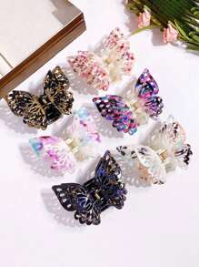1pc (Random Style) 3-Layer Butterfly Hair Clip, Exquisite Ditsy Floral Butterfly Hair Clip, Elegant Hair Accessory Summer