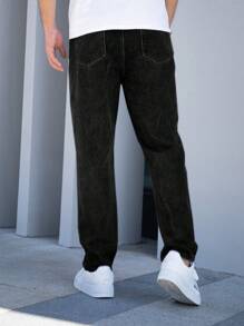 Men's Simple Solid Color Distressed Straight Leg Jeans