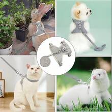 1pc Rabbit Leash, Rabbit Accessories, Harness, Small Animal Collar And Leash, Harness With Leash, Rabbit Harness, Adjustable Leash, Breathable Harness