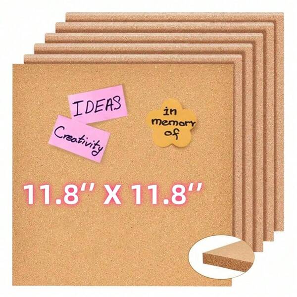 6/10pcs Cork Sheet,12x12inch Square Cork Sheet, Sand Brown Coasters Cork Board For Home, Office, School Bulletin Boards, Wall Decorations And DIY Crafts, 1mm Thick