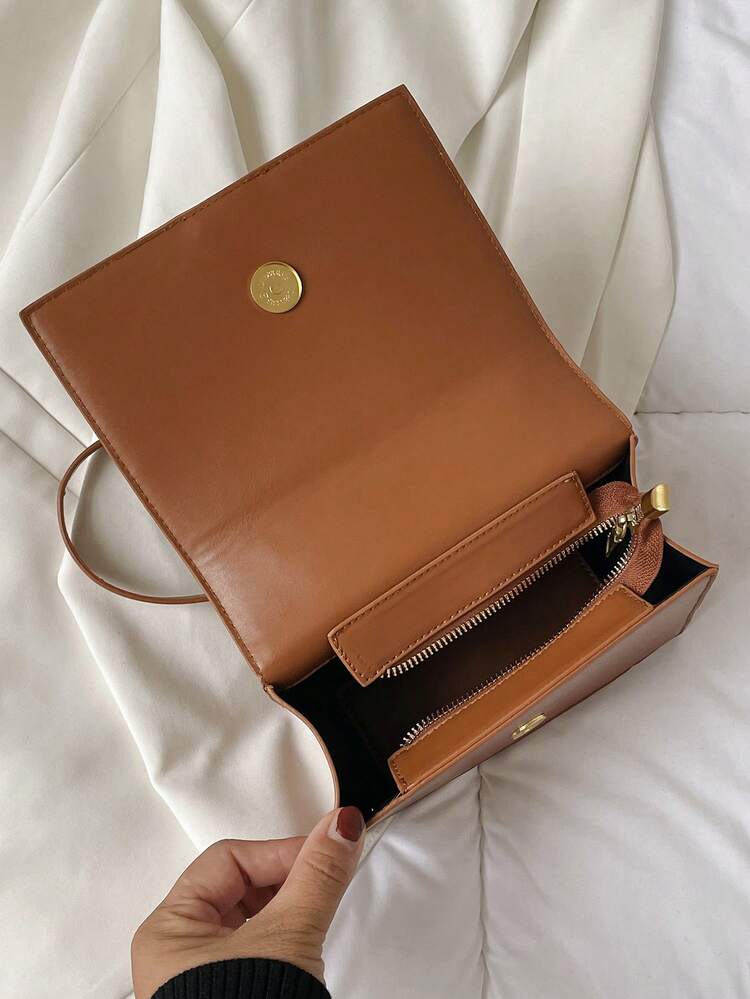 Mini Vintage Square Crossbody Shoulder Bag - Brown - View 11