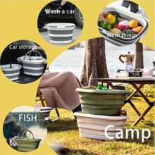 [Nueva idea de picnic al aire libre] 2 opciones de color, cesta de compras/cubo de lavandería plegable de alta calidad, adecuado para almacenamiento y organización: impermeable, aislado, ideal para picnic, comestibles y talla grande, artículo de picnic imprescindible | Diseño moderno con asa | Cesta plegable, cesta de picnic de gran capacidad, cesta de picnic y camping portátil, estilo moderno, plástico, enfriador aislado con asa, cubo plegable de picnic de gran capacidad, cesta portátil de mano cómoda para picnic de primavera al aire libre