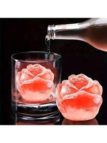 1pc Pink Mini Rose Ice Tray Ice Ball Silicone Mold, DIY Ice Cream Mold, Suitable For Summer Home Kitchen