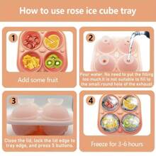 1pc Pink Mini Rose Ice Tray Ice Ball Silicone Mold, DIY Ice Cream Mold, Suitable For Summer Home Kitchen