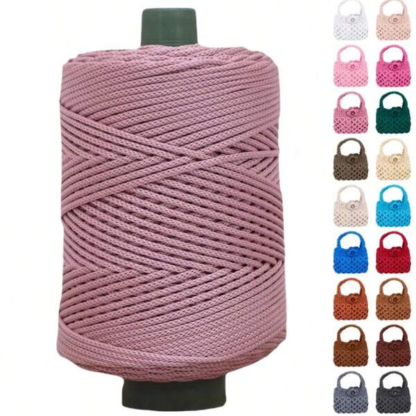 Cordão de franjas de poliéster de 185 jardas x 3 mm, corda trançada com borlas, cordão de macramê artesanal de fio de poliéster colorido para bolsas de crochê, tapeçarias de parede, carpetes, artesanato faça você mesmo, suportes para plantas, projetos com borlas