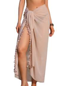 Sarong Wraps For Women Long Beach Swimsuit Cover Up Swimwear Pareo With Tassels Bikini Skirt Coverup For Bathing Suit